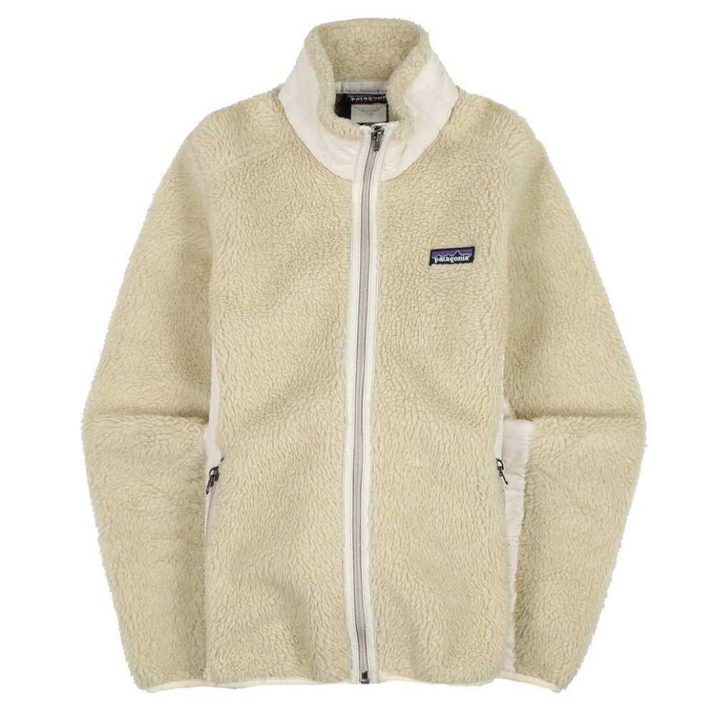 Patagonia Women's Medium Retro Vintage Jacket Deep Pile Sherpa Fleece Beige
